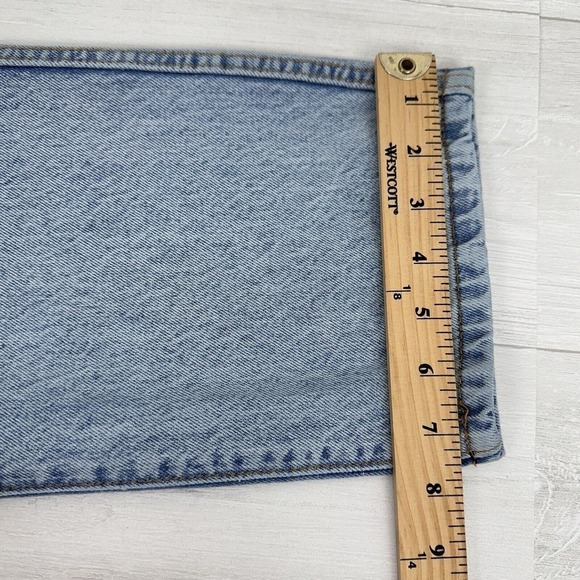 Revice Denim Crossover Waistband Loose Leg High Rise Jeans Sz 27 Blue Light Wash - Picture 14 of 16